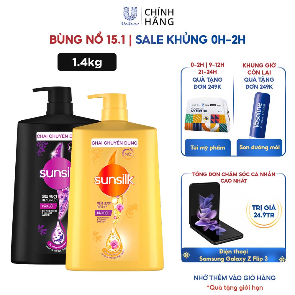 Dầu gội Sunsilk 1.4kg giúp tóc mềm mượt ngát hương với dưỡng chất thiên nhiên