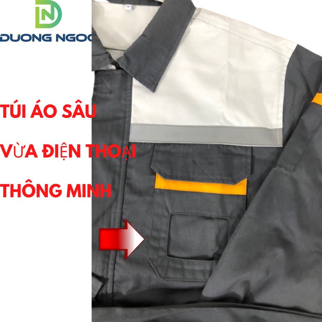 Quần Áo Bảo Hộ Lao Động Nam, Đồng Phục BHLĐ Kỹ Sư Công Nhân Tay Ngắn Vải Pangrim Hàn Quốc Có Phản Quang Đủ Size PR04