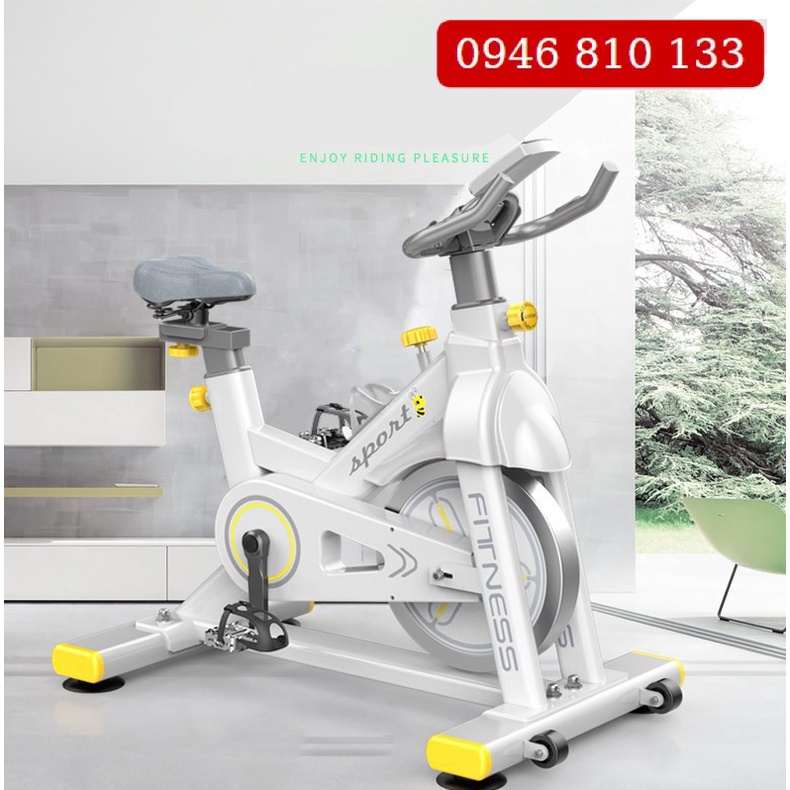 Xe đạp thể dục, máy tập gym tại nhà sử dụng Kháng lực từ tính, đạp êm Sport Fitness kèm cảm ứng nhịp tim