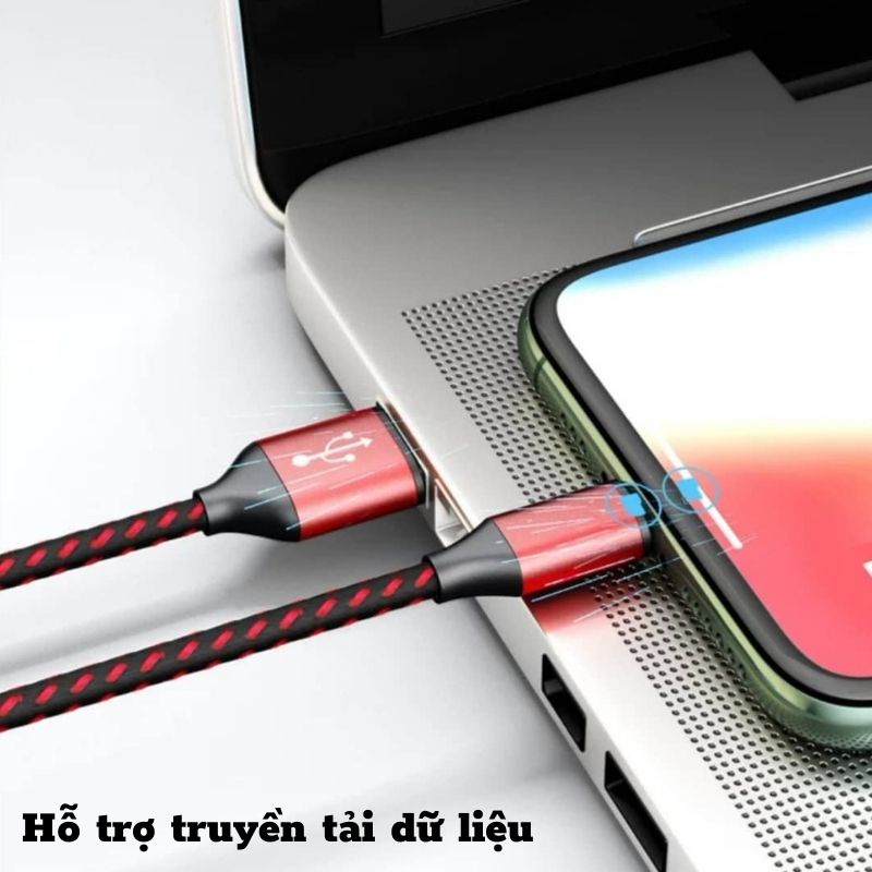 Dây sạc nhanh M15, Cáp sạc bọc dù chồng đứt dài 1m hỗ trợ dòng 2.5A dùng cho các dòng máy