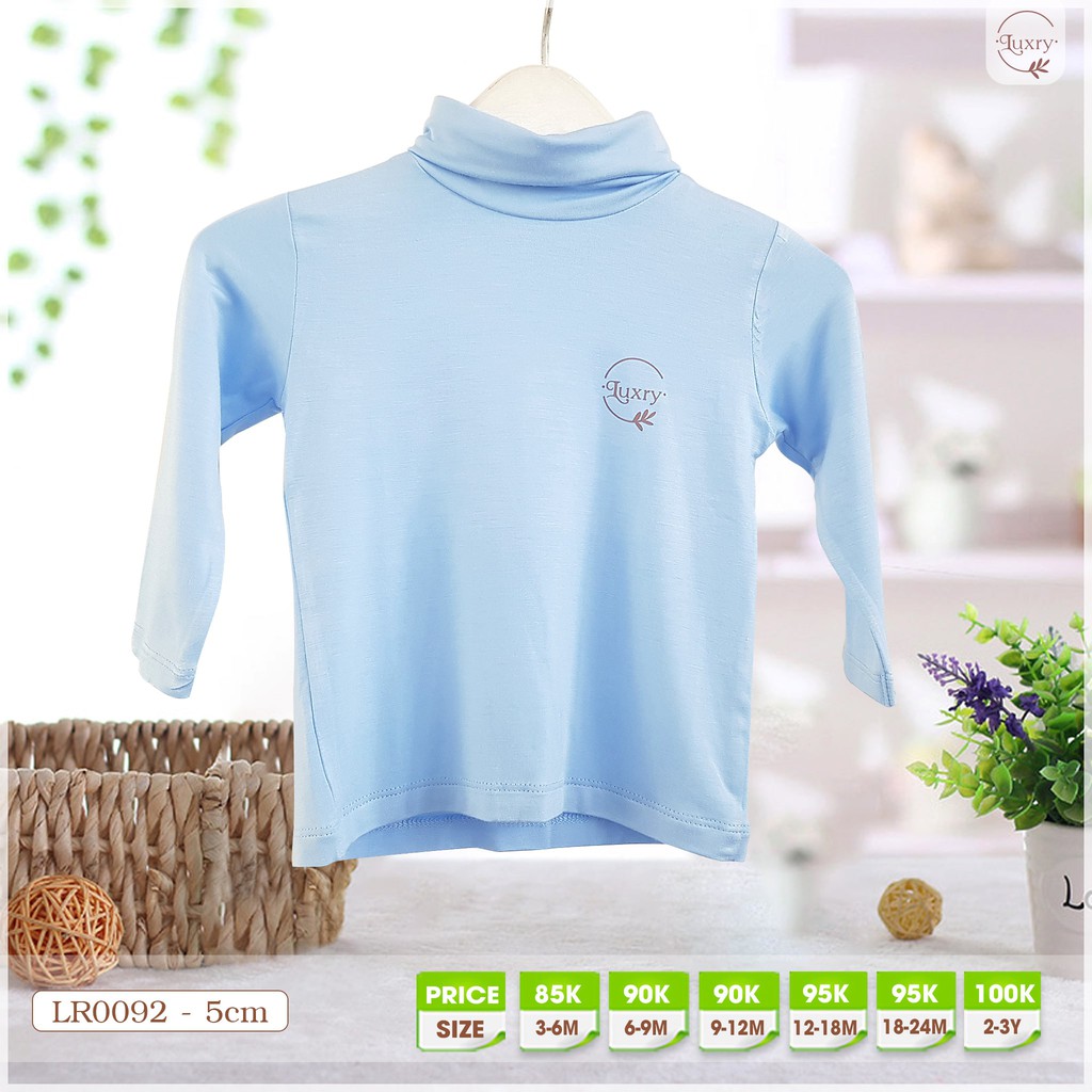 Áo cổ lọ 5cm cho bé trai và bé gái giữ ấm cổ ngực tay dễ thương - Vải sợi tre thương hiệu Luxry