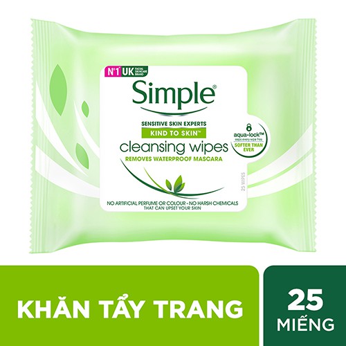  Khăn tẩy trang Simple Cleansing Facial Wipes 25 tờ | BigBuy360 - bigbuy360.vn