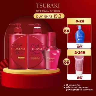 Bộ đôi gội xả và Dầu dưỡng tóc bóng mượt - giảm khô xơ rối Tsubaki Premium Moist (490ml + 490ml + 50ml)_95294