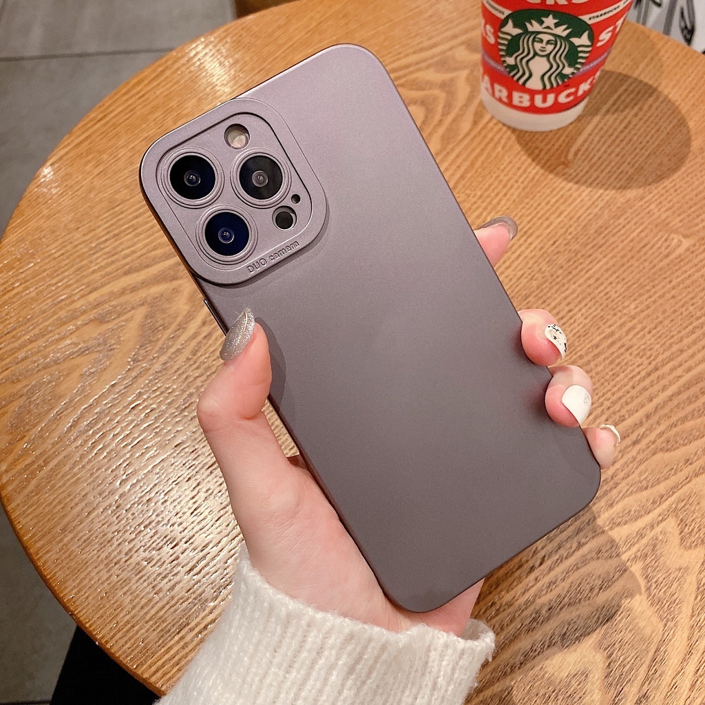 Ốp điện thoại tpu silicon mềm mặt nhám mạ kim loại thích hợp cho iPhone 13 12 11 pro max xr 7 8 plus