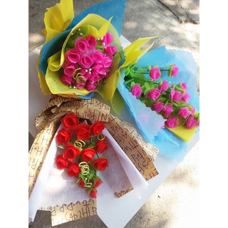 hoa giay lua - HOA HỒNG CÀNH (20 BÔNG giấy gấm)