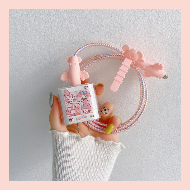 Vỏ bảo vệ dây cáp sạc nhanh USB Sanrio hình trái cây dễ thương cho IPHONE 18W 20W