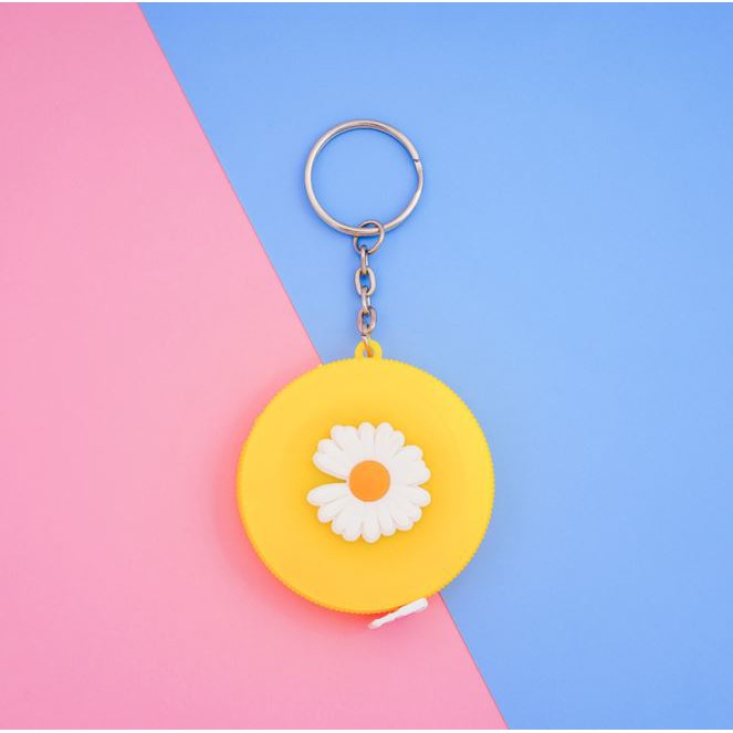 Móc Khóa Hình Thước dây cuộn mini rút tự động dáng tròn hình minh họa dễ thương