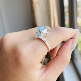 Nhẫn hồ ly aquamarine