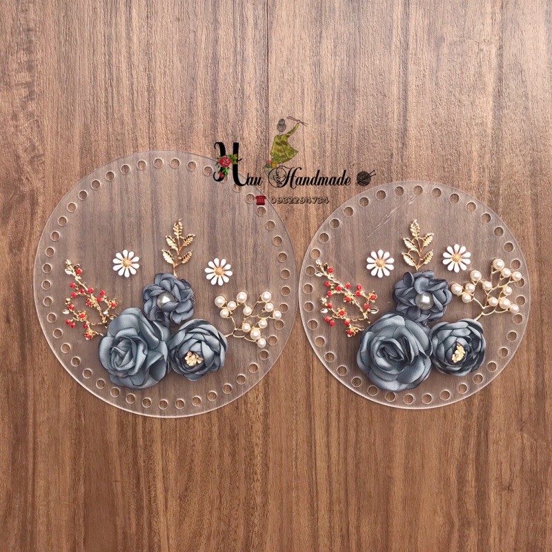 Set nguyên liệu túi trong suốt đính hoa mẹ và bé (Set sợi vải- NHẮN TIN MÀU MẶT CHO SHOP)
