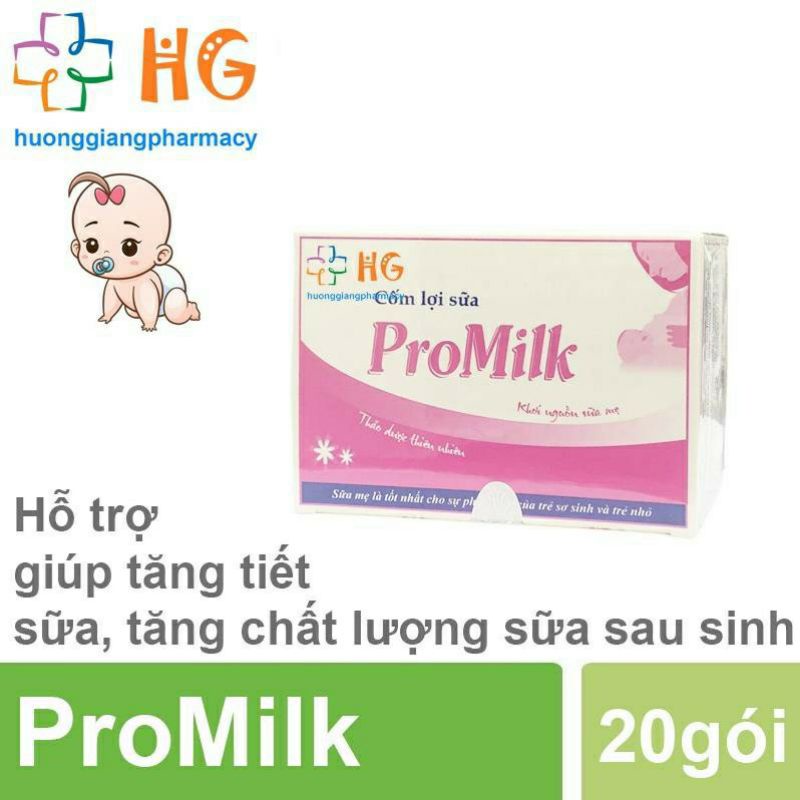 Cốm Lợi Sữa Promilk_ giúp tăng tiết sữa ở phụ nữ đang cho con bú.Hộp 20 gói