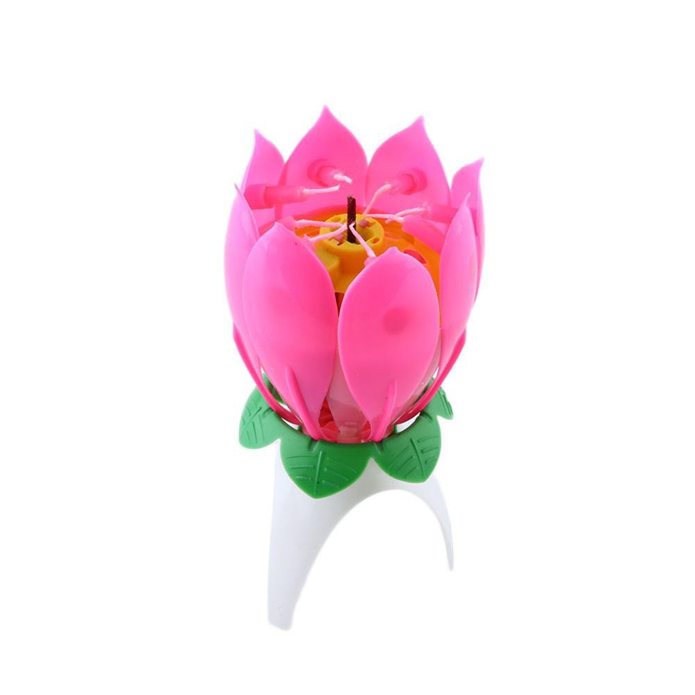 Romantic Musical Lotus Flower Happy Birthday Party Decor Gift Music Candle Waterproof Lights Birthday Party Decorations 