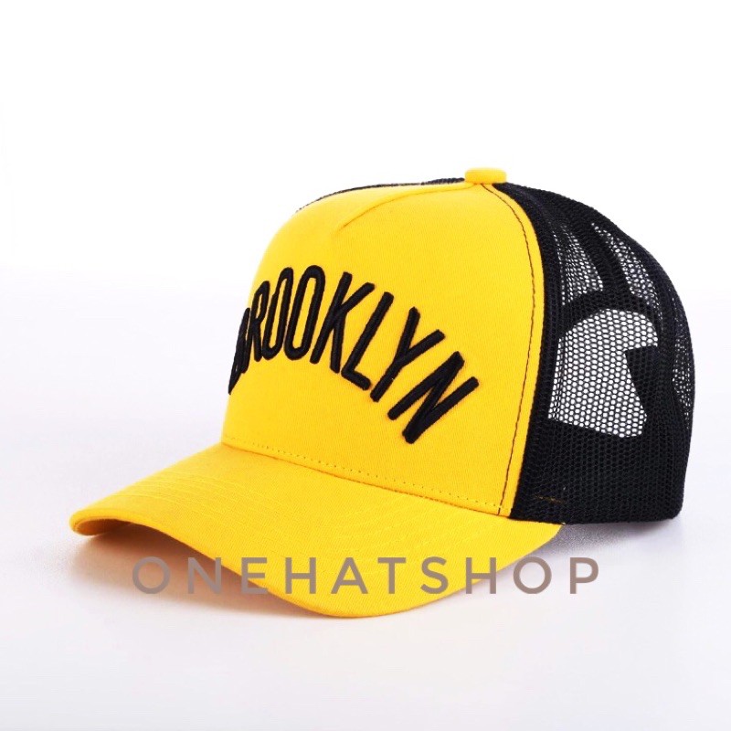 Nón lưỡi trai fom vuông trucker lưới Aframe logo Brooklyn- onehatshop sản xuất tại Việt Nam