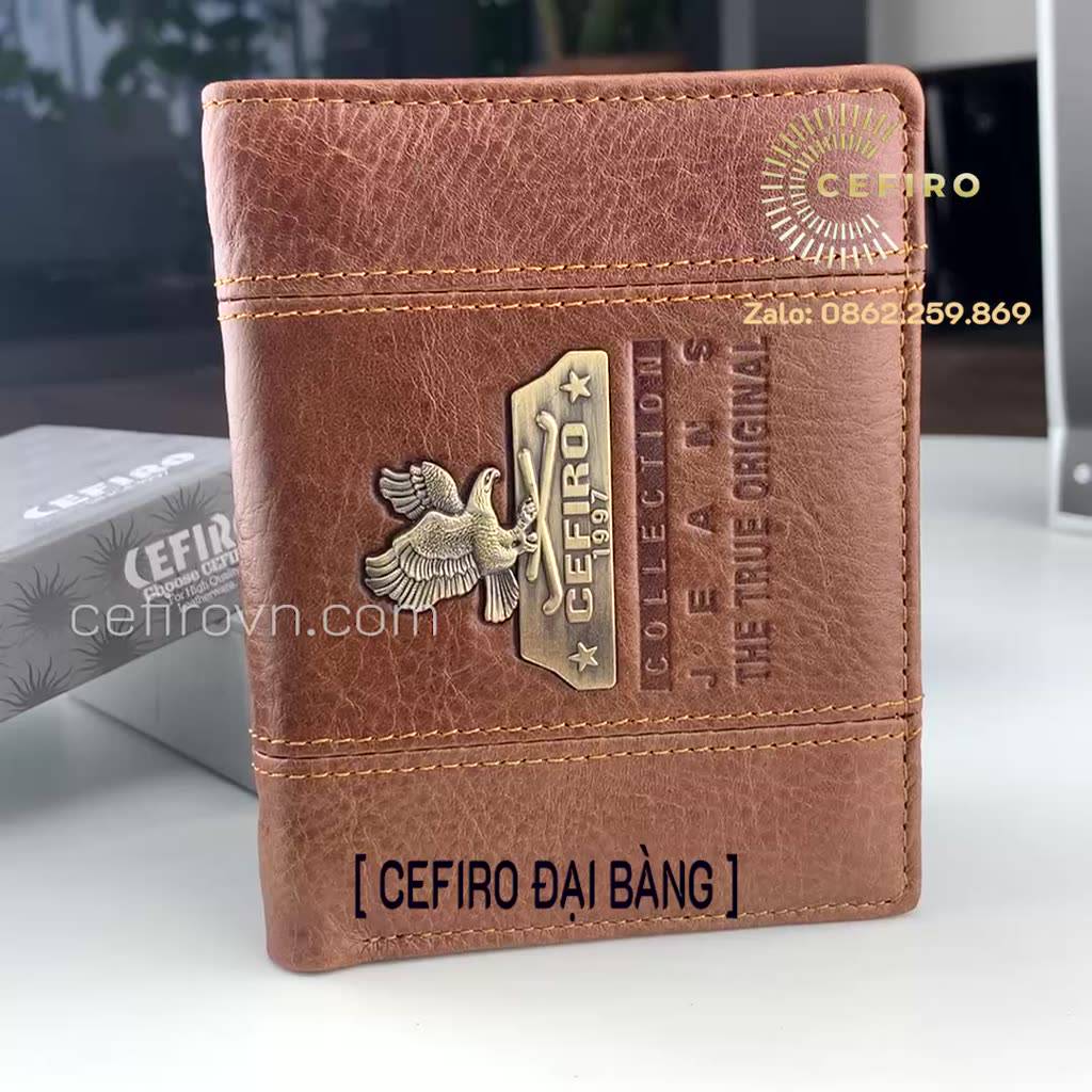 Bóp Ví Nam, Ví Da Bò Thật, Thương Hiệu CEFIRO, Da Bò Nguyên Miếng, Logo Đại Bàng | BigBuy360 - bigbuy360.vn