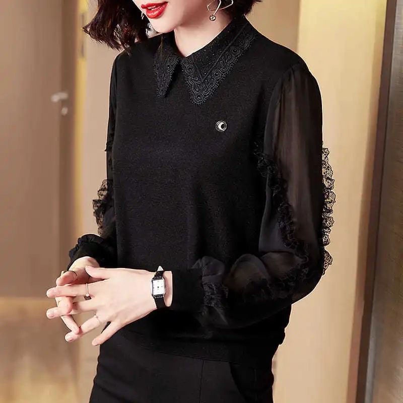 Áo sơ mi chiffon tay dài thời trang xuân hè cho phụ nữ trung niên