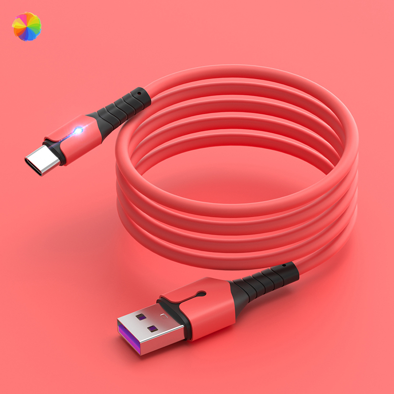 Dây Cáp Sạc Dữ Liệu Usb Type C Bằng Silicon Có Đèn Cho Android Apple