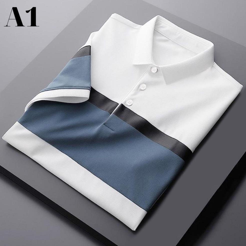 Áo thun nam, áo polo cổ bẻ ngắn tay phối kẻ vải cá sấu cao cấp -KO Fashion