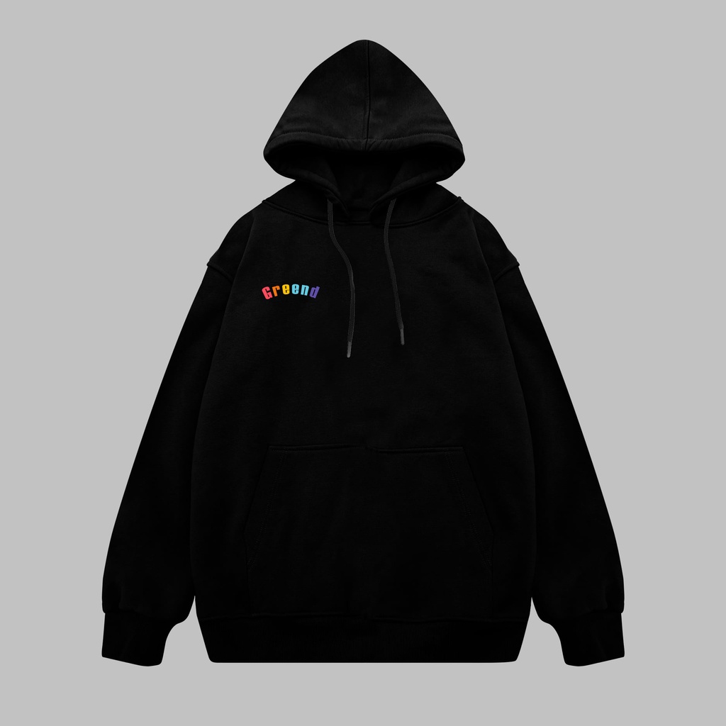 Hoodie GREEND Nỉ Bông Unisex Local Brand Basic Form Rộng Rainbow White/Black HD06