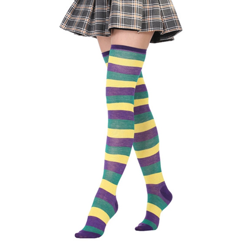 Vớ Dài Qua Gối Họa Tiết Sọc Ngang Nhiều Màu Dùng Hóa Trang Cho Nữ