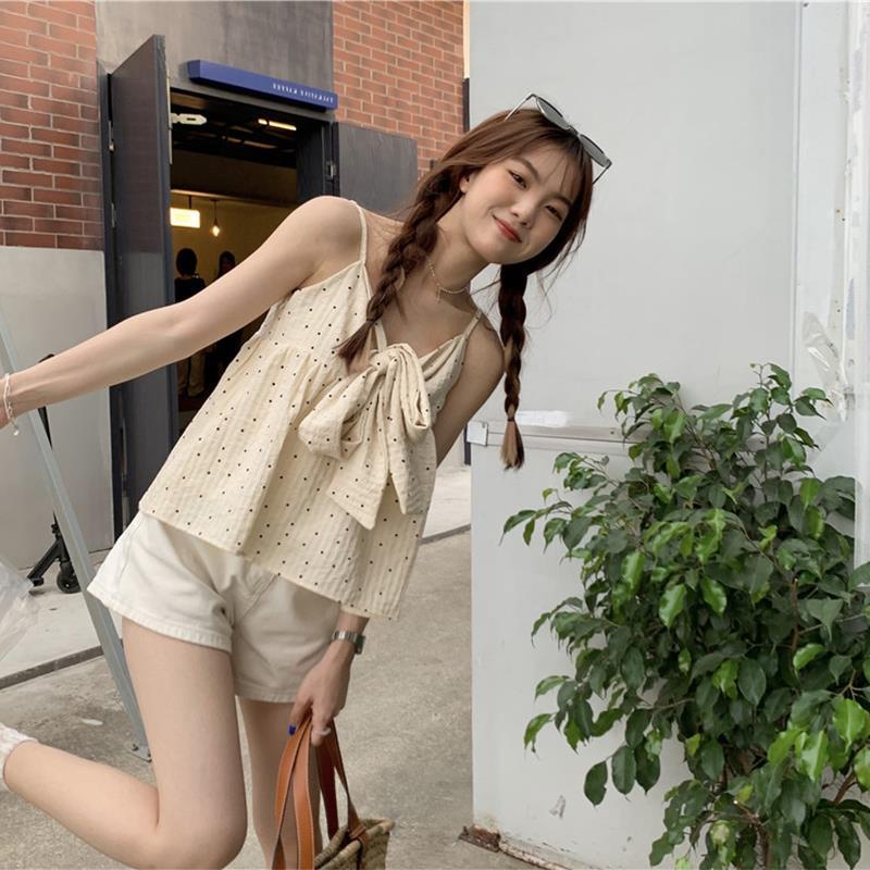 Áo Hai Dây Họa Tiết Chấm Bi Thời Trang Mùa Hè Dễ Phối Đồ Cho Nữ