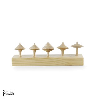 Bộ con quay gỗ Miniwood 5 chiếc có giá đỡ