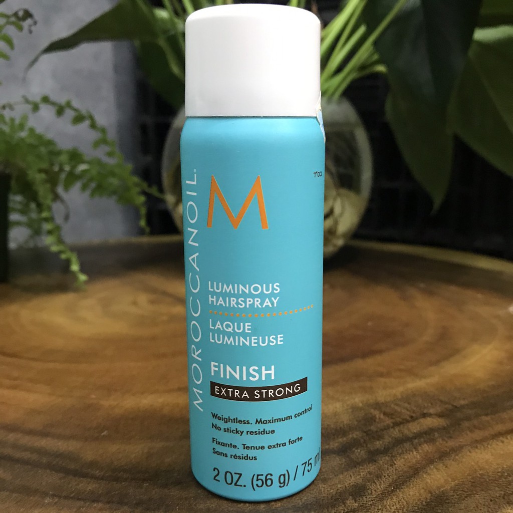 Combo Gôm xịt giữ nếp tóc linh hoạt Moroccanoil Finish Luminous Extra Strong Finish 330ml + 75ml