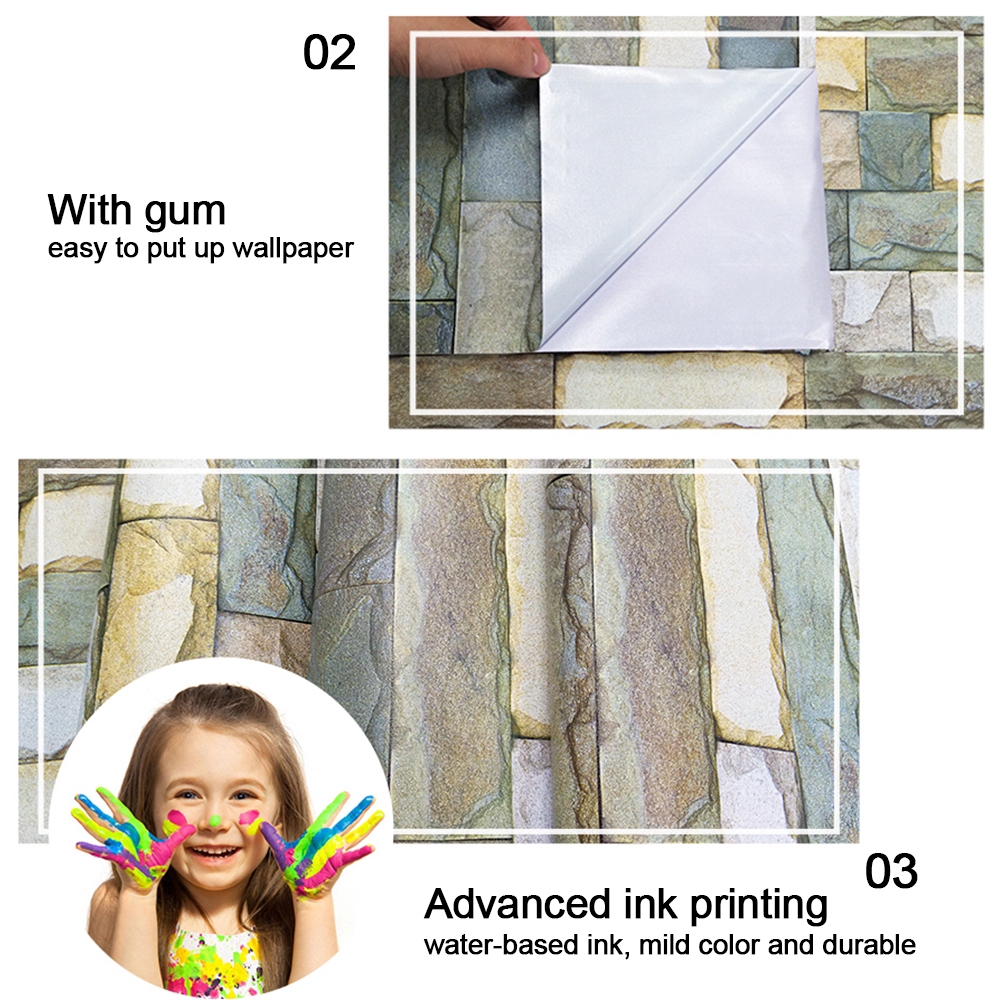 Giấy Dán Tường 3d Giả Gạch Đá Phong Cách Cổ Điển