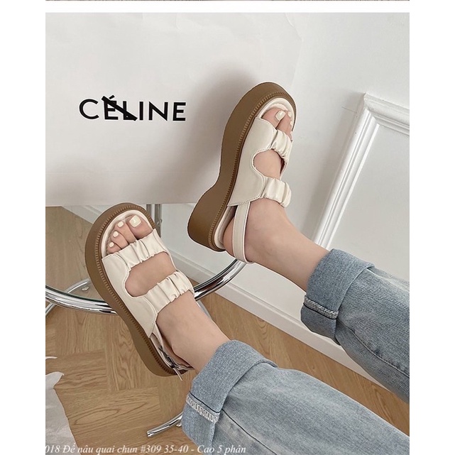 Dép Sandal Ulzzang LOẠI 1 - Dép Quai Hậu Hai Quai Đế Nâu Dây Kiểu Chun chuẩn hàng quảng châu