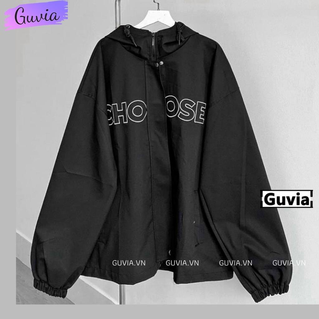 Áo Khoác Kaki CHOOSE Nam Nữ Ulzzang Unisex 2 Lớp Form Rộng Thể Thao Có Nón Trùm - GUVIA