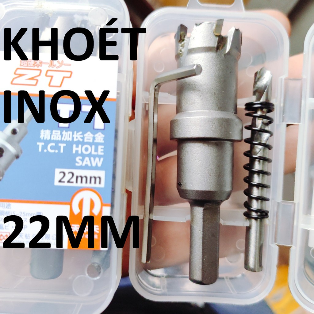 Mũi khoét inox 22 , sắt đầu hợp kim công nghệ Đức Loại 1, mũi khoét kim loại 22mm