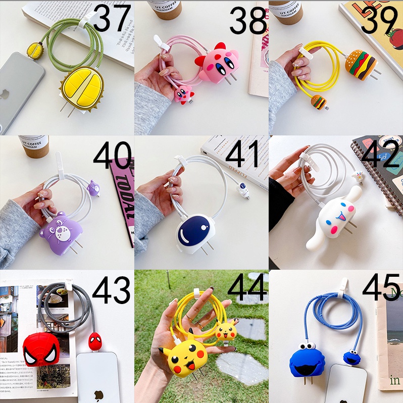 Bộ phụ kiện bảo vệ hoàn toàn mới Cáp sạc 20W 18W cho iphone 11 pro max 12 mini 13 pro vỏ sạc hoạt hình silicon dễ thương dây sạc ip dây bộ sạc iphone