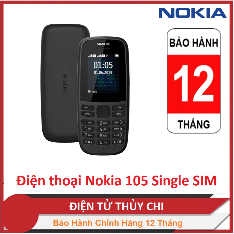 [Mã ELMS5 giảm 7% đơn 300K] Điện thoại Nokia 105 Single SIM (2019) - Hàng Chính Hãng Mới 100%