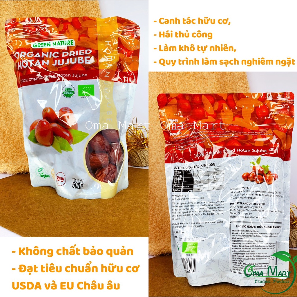 Táo đỏ Hotan hữu cơ Green Nature 500g