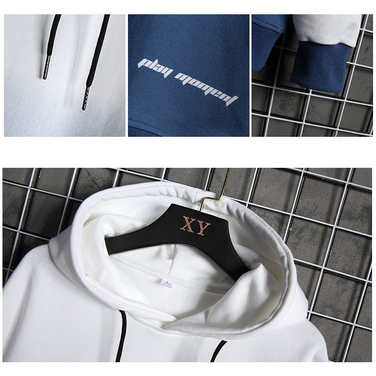 Áo khoác hoodie nỉ Unisex có mũ phong cách Ulzzang phối màu Gradient T80