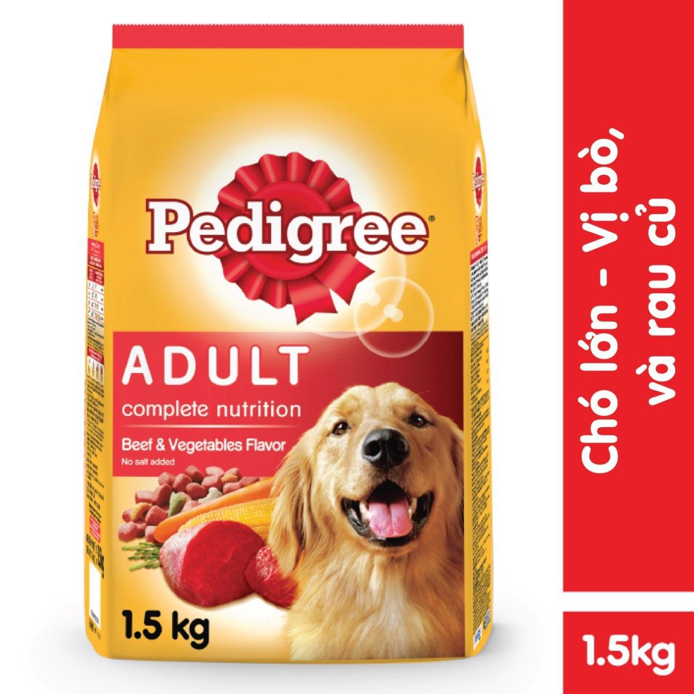 Thức ăn chó Pedigree vị thịt bò &amp; rau củ túi 1.5kg