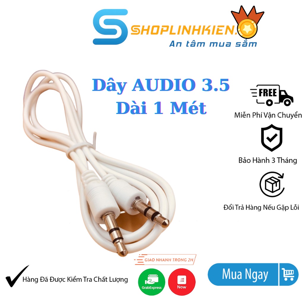 [COMBO 10 Dây] Dây Audio 3.5MM Đực Đực 1 Mét Màu Trắng Dây AUX - ShopLinhKienM2M