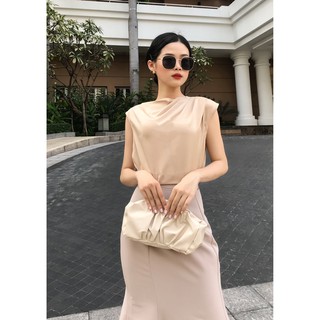 VELLE DESIGN Áo lụa cổ đổ Velly chất lụa nhung mượt mát không nhăn