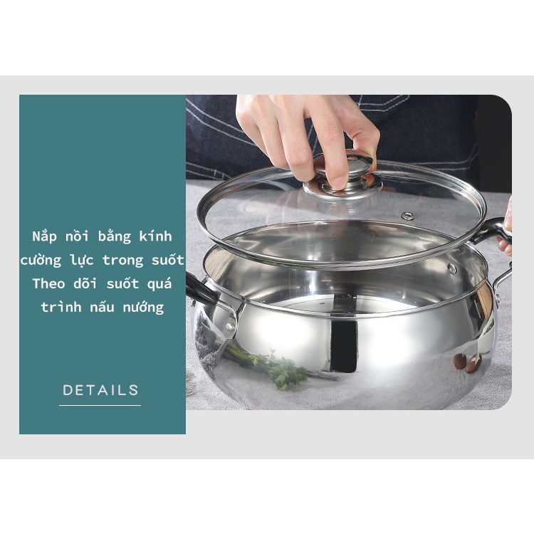 Dung lượng lớn Inox Nấu cháo Nồi hâm sữa gia dụng Nồi lẩu dùng chung cho bếp bếp gas Nấu canh hầm canh nấu mì