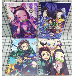 Sổ Tay Ghi Chú Mini Hình Gấu Hoạt Hình Dễ Thương Demon Slayer Kimetsu No Yaiba A5 Cute Kamado Tanjirou Nezuko Anime pattern Coil Notepad Diary Book Exercise Book School Office Supply kids stationery gift
