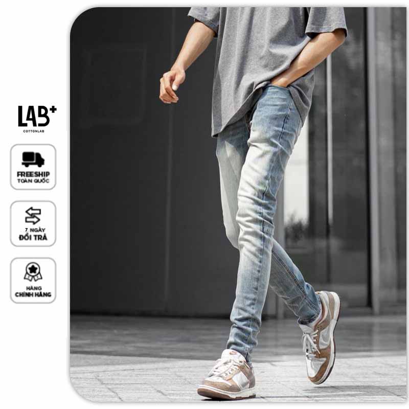 Skynly jean xanh bạc chất co dãn vải denim cao cấp - LAB220604