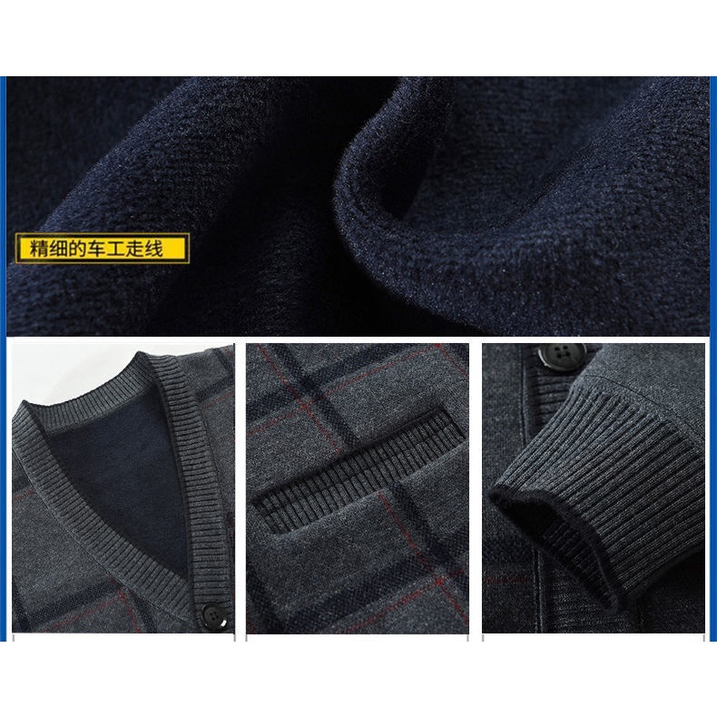 Áo khoác cardigan dệt kim giữ ấm mùa thu đông nhiều màu tùy chọn cho nam trung niên