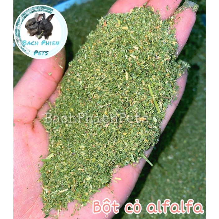 Bột cỏ Alfalfa làm bánh cỏ, thức ăn cho thỏ con, bọ mới sinh.