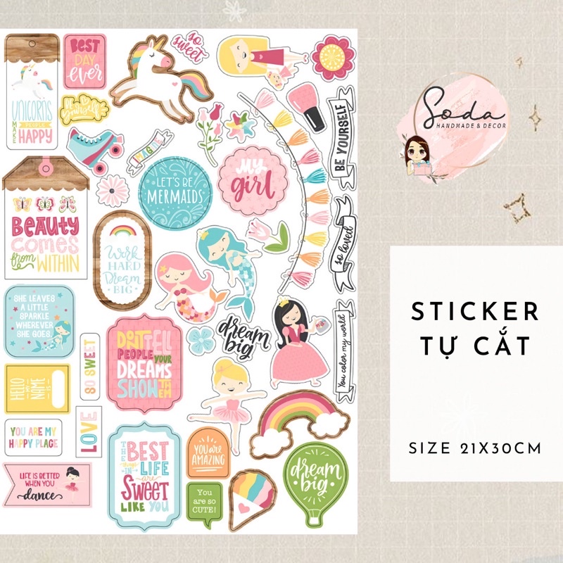 Bộ trang trí Sticker tự cắt chủ đề cho bé