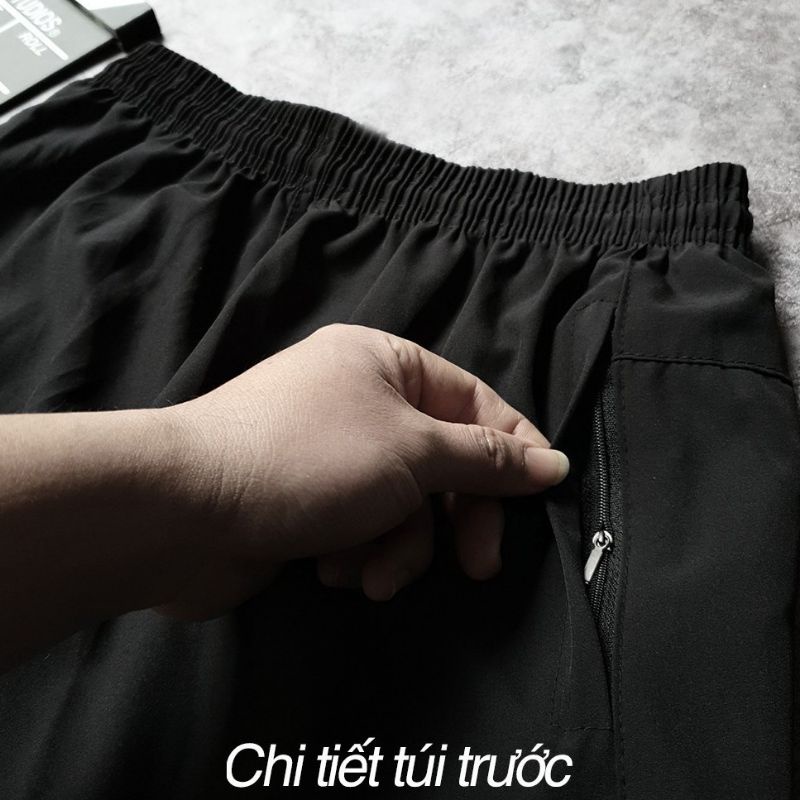 Quần đùi trơn thể thao nam, vải gió phom 45 - 75 kg