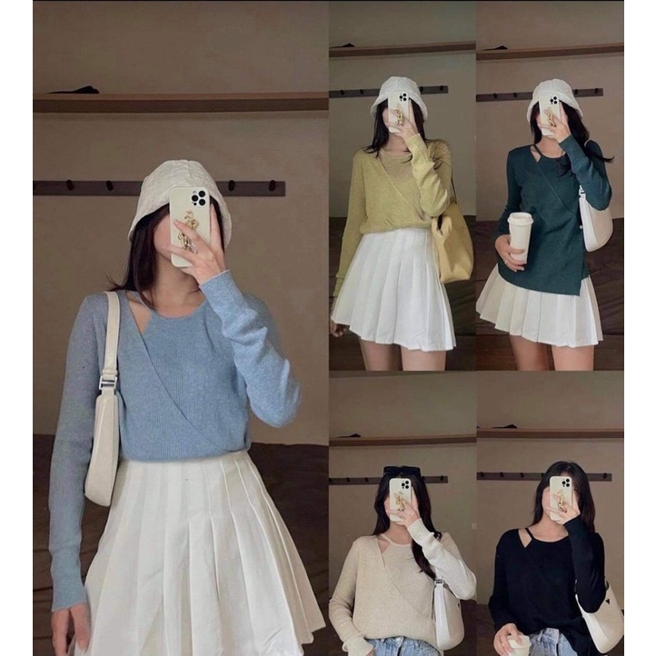 Áo len yếm cúc lệch - JUNclothing