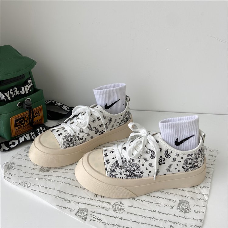 Fashionable Ulzzang Print Wedges Canvas Shoes Sneaker Women Shoes