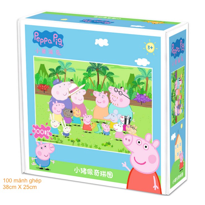 Tranh ghép hình 100 mảnh - zigsaw puzzle - Peppa Pig dã ngoại