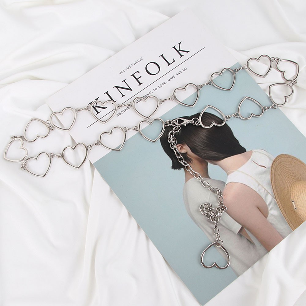 Dây thắt lưng chuỗi xích phối mặt hình trái tim xinh xắn dành cho nữ