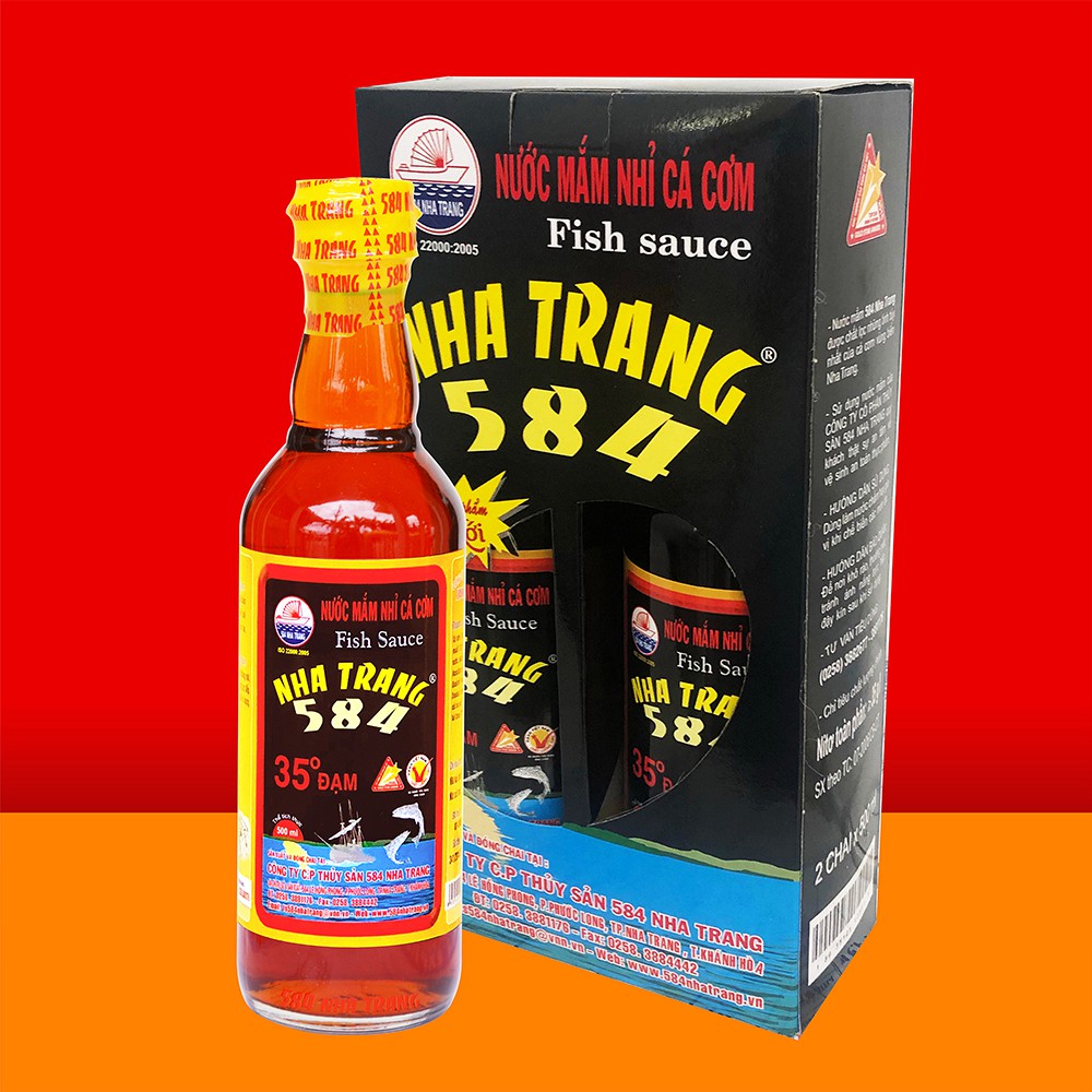 Nước mắm Nhỉ Cá cơm - 584 Nha Trang - Loại 35 độ đạm, Chai 500ml, Date luôn mới.