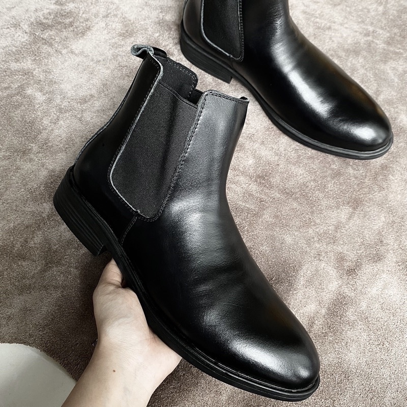 Giày nam chelsea boot cao cổ da bò thật TEFOSS HN601 da nappa s38-44-mũi tròn