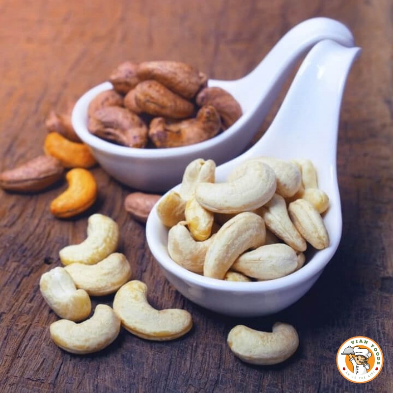 Hạt điều A Cồ tách lụa Vian Foods Hạt điều tách vỏ Bùi bùi Béo béo Lon 500g